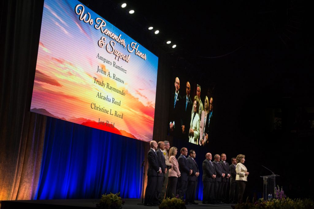 The Board of Supervisors speaks on stage at the County Family Gathering